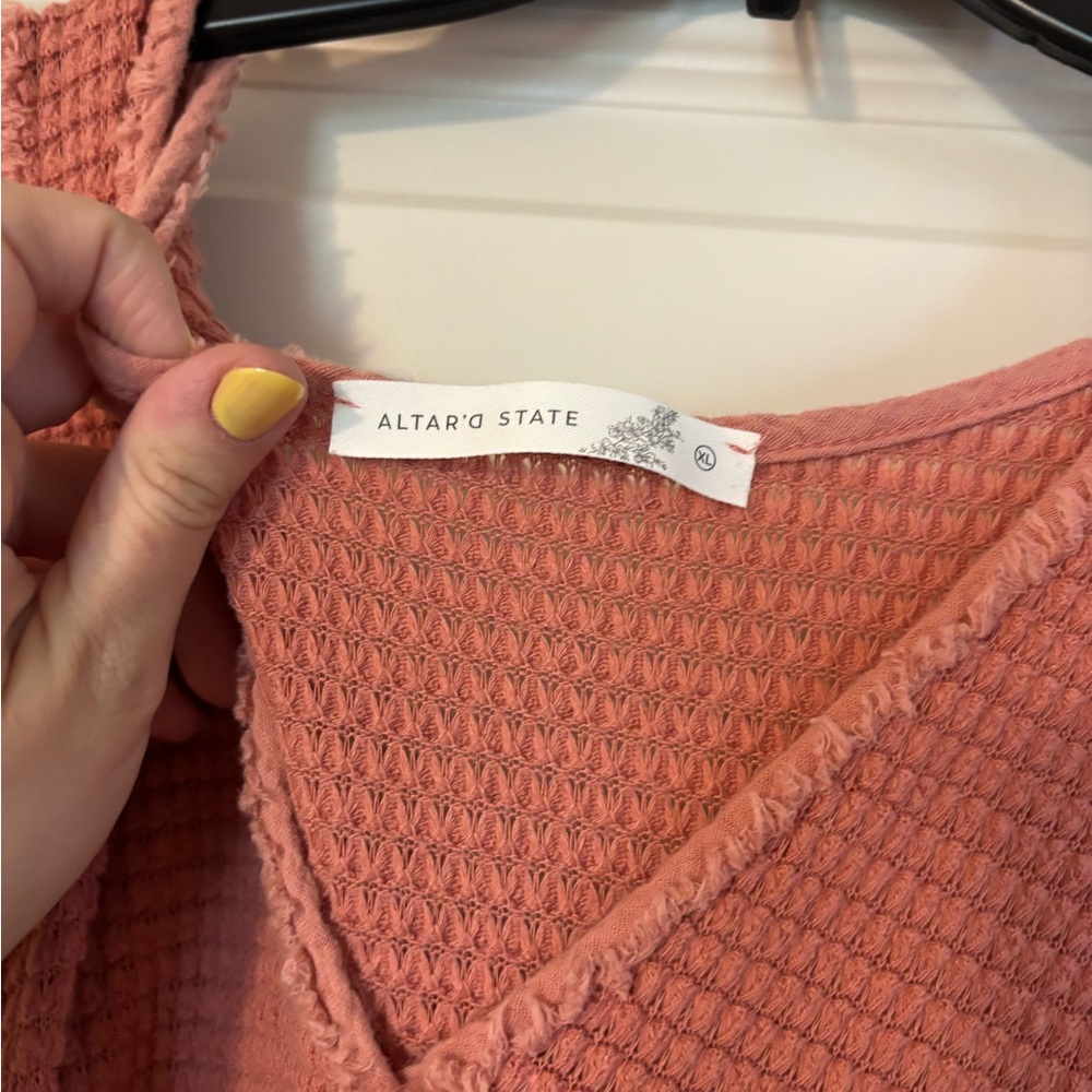 Altar'd State Orange Sleeveless Ruffled Tank Top - Picture 2 of 2